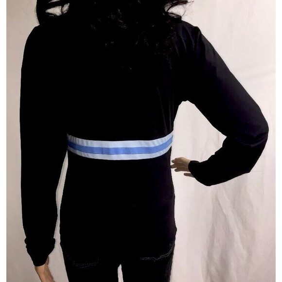 Paco Jeans Athletic Jacket Small Navy Blue Striped Zipper Front Casual Style - Picture 9 of 12